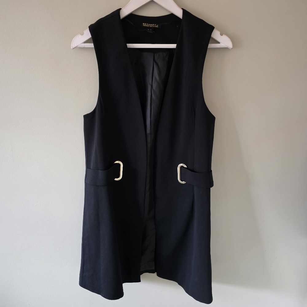 NWOT Revamped S Modern Contemporary Minimalist Chic Long Black Vest